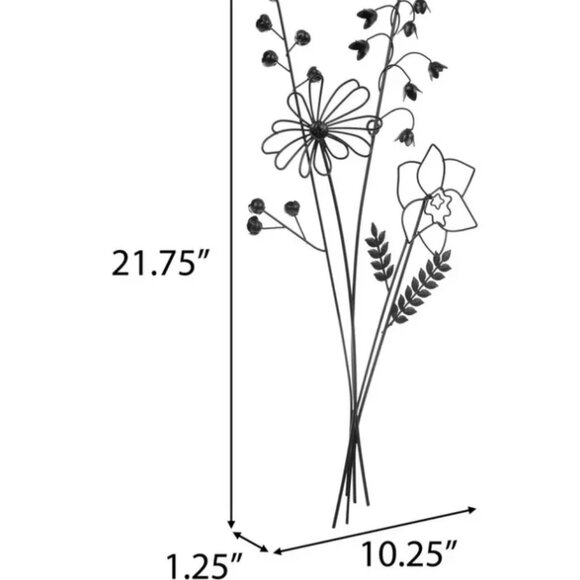 Flower Bouquet Metal Wall Decor - Picture 1 of 1